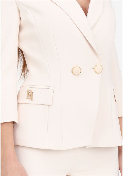 Double-breasted women's crepe jacket with butter logo ELISABETTA FRANCHI | GIT6141E2193